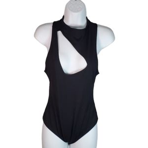 Intimately Free People Bodysuit Size Small Black Thong Stretch Sleeveless New!